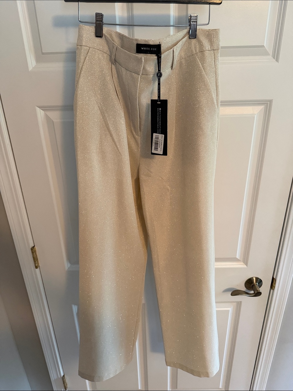 Women’s White Fox Boutique Cream Sparkle Dress Pants